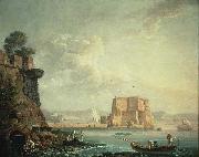 Carlo Bonavia Castel dell'Ovo, Naples oil on canvas